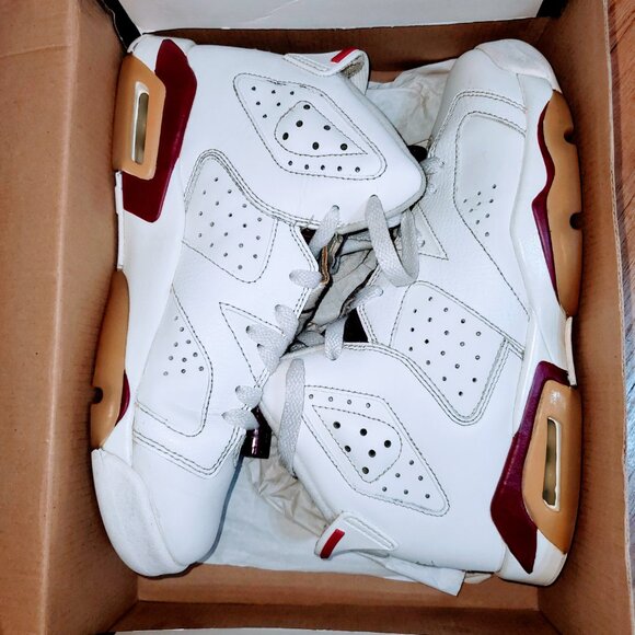 836342 115 Nike Air Jordan 6 Retro OG BG 'Maroon'  6.5Y - Picture 3 of 6